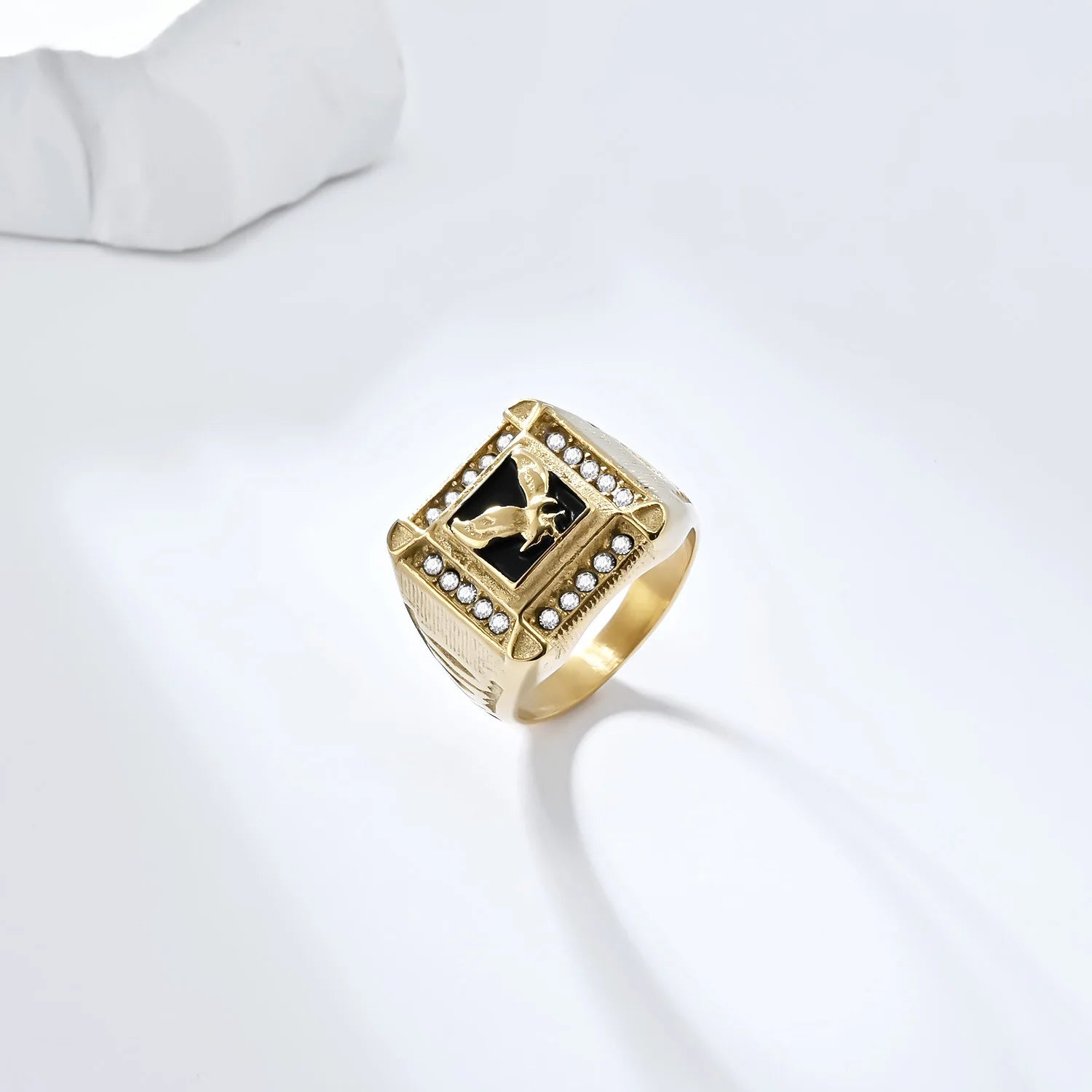 Eternity Dainty Stainless Steel Signet Hip Hop Rings Classic Style Non-Tarnish Water-Proof Jewelry Engraved Men Eagle Rings
