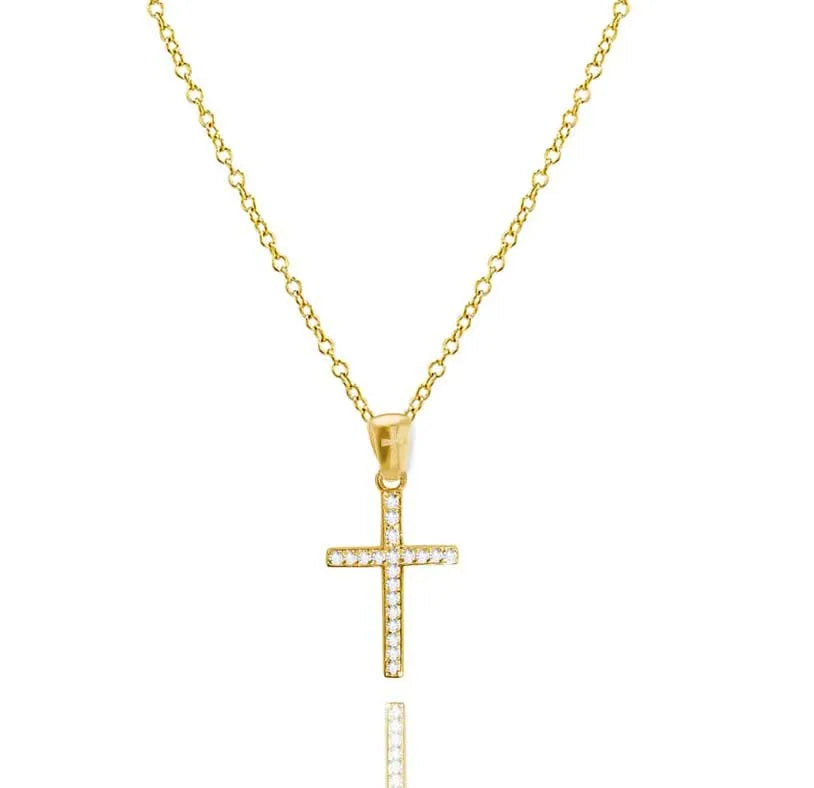Milskye Cute Jewelry Set for Women Shiny Wedding Fashion Fine Jewelry for Women 925 Silver 18k Gold Cross Diamond Necklace