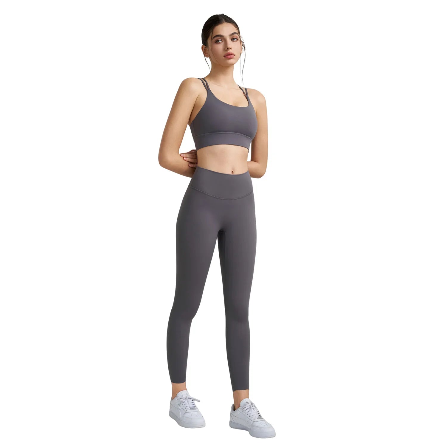 2025 New Design High  Cross Bra Gym Fitness Sets Lightweight Yoga Leggings Elastic Waist Closure Solid Breathable Yoga Set