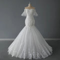 Fashionable Mermaid Dress White Fishtail Lace Tube Top Strap Bridal Wedding Dresses