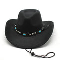 2026 New Design Men's Turquoise Ribbon Adjustable Felt Cowboy Hat for Adults