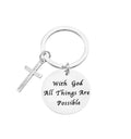 With God All Things Are Possible Religious Faith Keychain Key Chain Friend Couple Family Nursing Graduation Inspirational Gift
