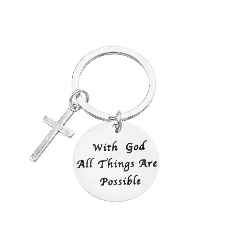 With God All Things Are Possible Religious Faith Keychain Key Chain Friend Couple Family Nursing Graduation Inspirational Gift
