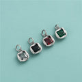 Classics 925 Sterling Silver Bezel Setting Zircon Square Charm Pendant for Jewelry Making Accessories