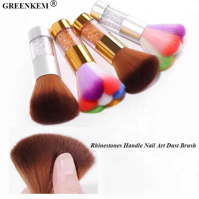 3 Styles Professional Makeup Brushes Nail Art Care Soft Remove Dust Acrylic Rhinestones Handle Nail Art Dust Brush
