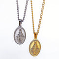 Religious Jewelry Our Lady of Guadalupe Necklace 20mm Virgin Mary Pendant Gold Medallion Medal Rose Flower Necklace for Women