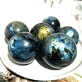 Hand Carved Natural Labradorite Sphere Quartz Crystal Sphere Ornament Reiki Healing Ball Crafts