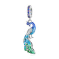 925 Sterling Silver Peacock Charm Gradual Blue Enamel Beads for Bracelet Making Animal Pendant DIY Jewelry Gift BSC696