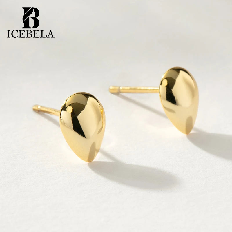 Wholesale Custom Fine Jewelry Trendy Chic Unique Stylish 925 Sterling Silver 18k Gold Plated Droplet Stud Earrings for Women