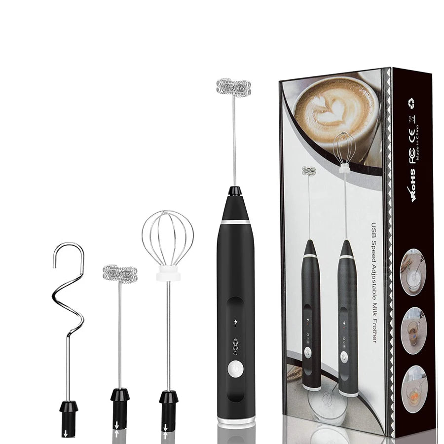 Electric Matcha Whisk Rechargeable Milk Frother 3 Speeds USB Milk Frother Drink Mixer Electric Hand Mixer With Balloon Whisk