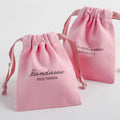 PandaSew Custom Logo Pink Luxury Twill Cotton Jewelry Packaging Bag for Necklace Ring Earring Mini Gift Jewelry Pouch