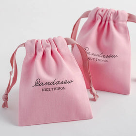 PandaSew Custom Logo Pink Luxury Twill Cotton Jewelry Packaging Bag for Necklace Ring Earring Mini Gift Jewelry Pouch