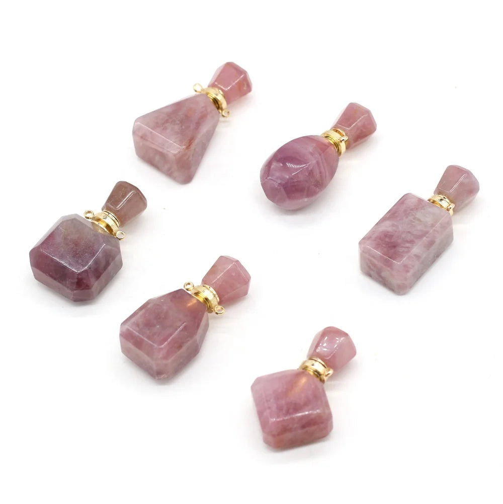 Fashion Madagascar Rose Quartz Diffuser Perfume BottleSmall Oil Diffuser Gemstone JewelryLuxury Custom Crystal Perfume Bottle