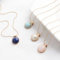 Simple Round Pearl Gemstone Pendant Necklace for Women Fashion Trend Bean Chain Natural Stone Crystal Choker Necklace