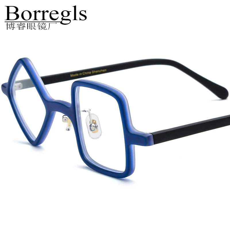 Borregls Matte Acetate Irregular Glasses Frame Women Retro Square Eyeglass High-Quality Spectacles Fashion Optical Eyewear 19387
