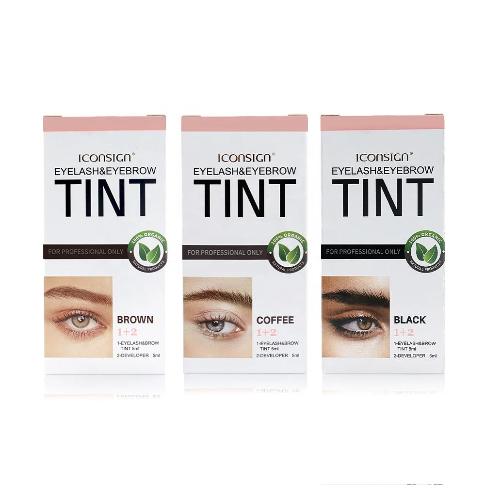 Hot Selling Iconsign Private Label Brow Gel Fast Lash Dye and Eyebrow Tinting Kit 7ml 3colors for Dyeing Eyebrows