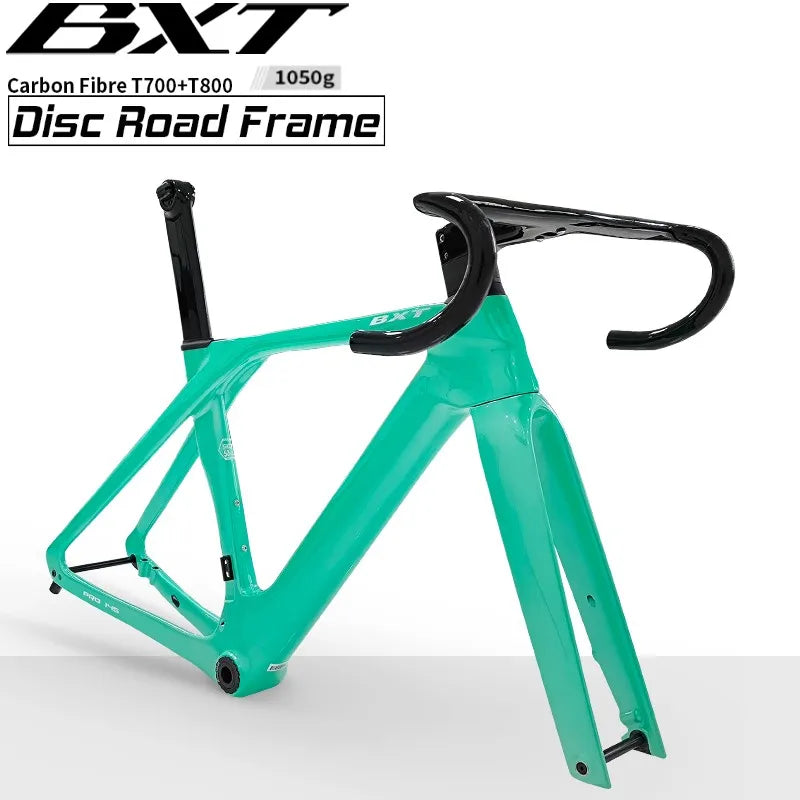 BXT New Road Frameset Carbon Fiber Bike 2024 Full Hidden Line Di2 Handlebar T47 Disc Brake Lightweight Road Bicycle Frame Set