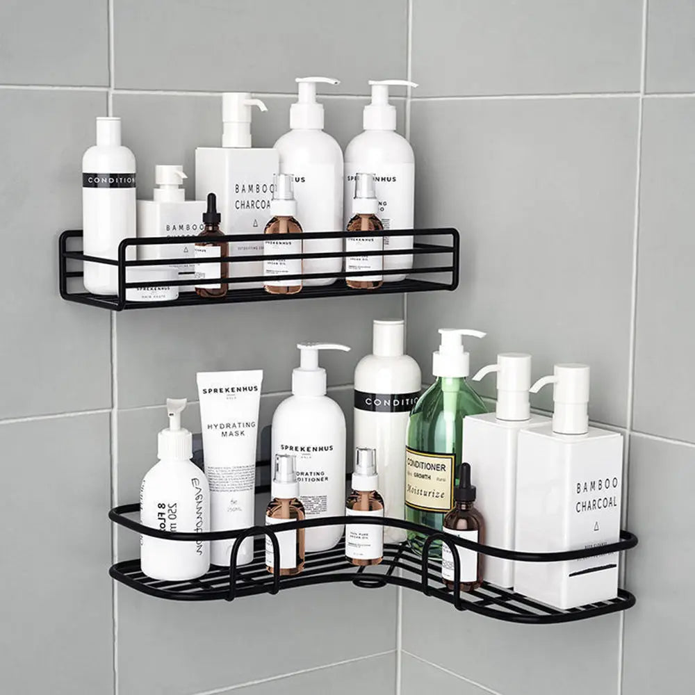 Wall Mounted Square Shelf Perforation-Free Triangle Storage Rack Kitchen Storage Rack Triangle Corners Rack for Bathroom MegaBDM