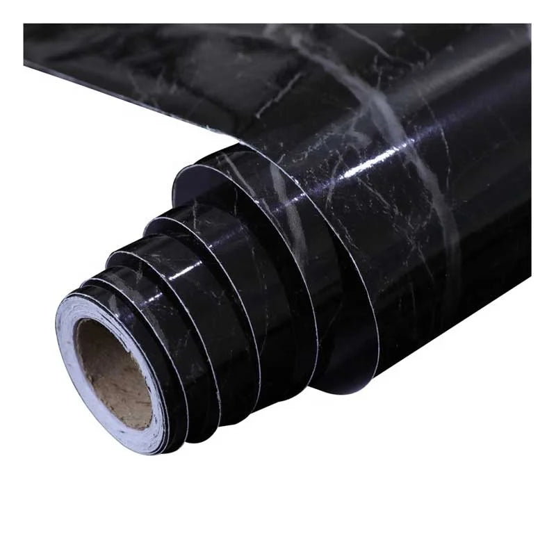 Glossy Marble Paper Granite Black Roll Kitchen Countertop Cabinet Furniture Refurbishment Thick Wallpaper PVC Easy Removable Upg