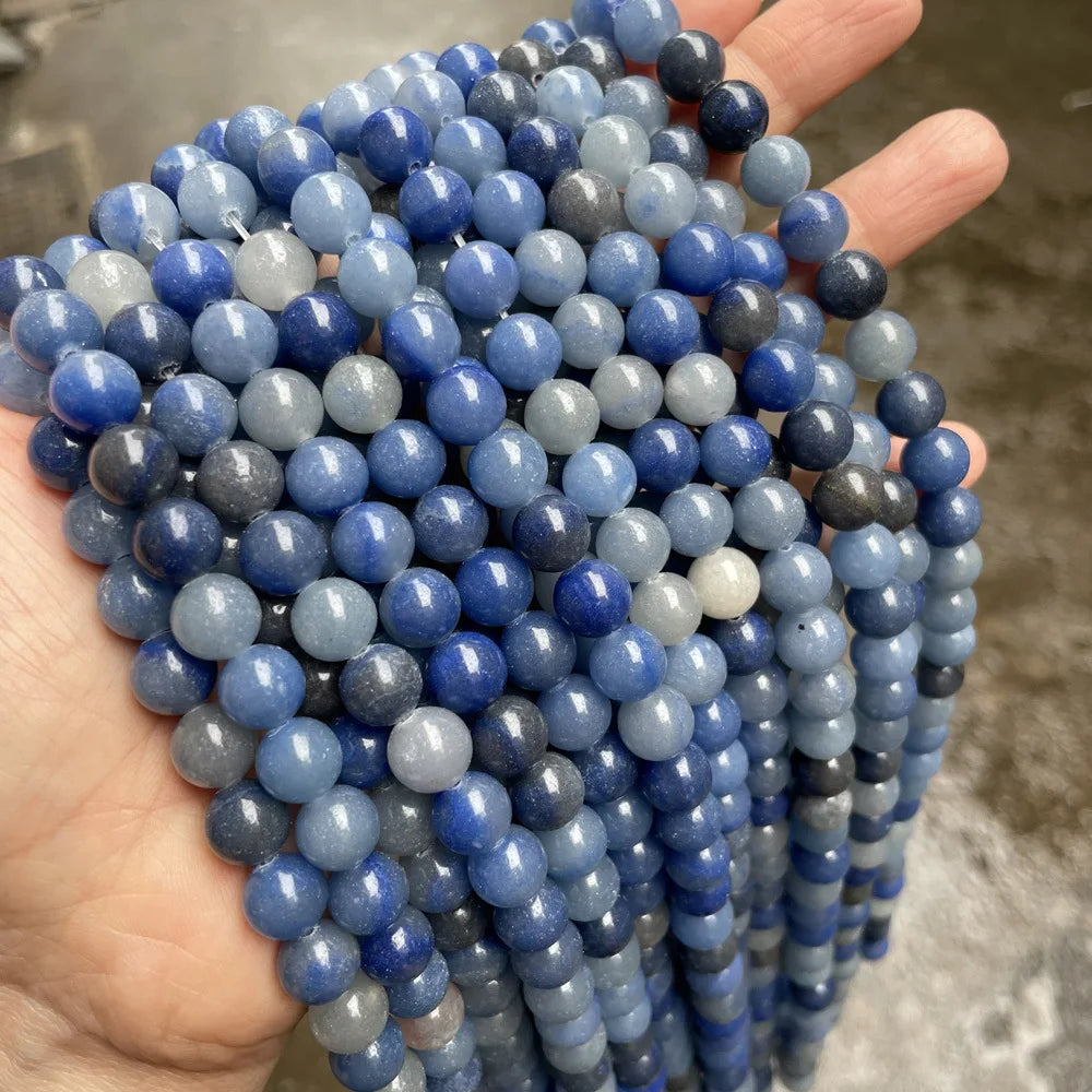 Factory Wholesale Jewelry Gemstone Loose Beads 8mm Natural Jade Gem Stone Beads Blue Aventurine for Jewelry Making