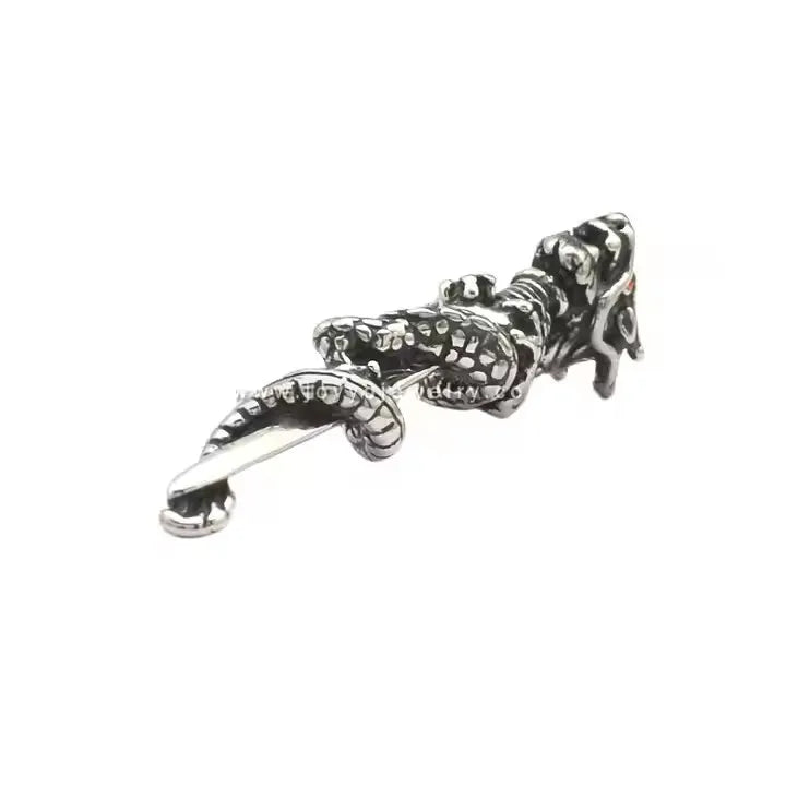 Customized Stainless Steel Silver Sword Dragon Natural Ruby Pendant Necklace Children's Punk Cuban Pendant Direct Sales Custom