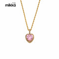 Stainless Steel Multi Heart Zircon Pendant Necklaces with Romantic Inlay Shiny Zircon for Women