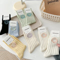 Jingwen OEM Medias De Algodon Smile Embroidery Custom Socks Cotton