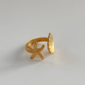 Dazan Autumn Winter New HOT Ins Trendy 18k Pvd Gold Plated Stainless Steel Minimalist Korean Cute Starfish Shell Open Ring Women