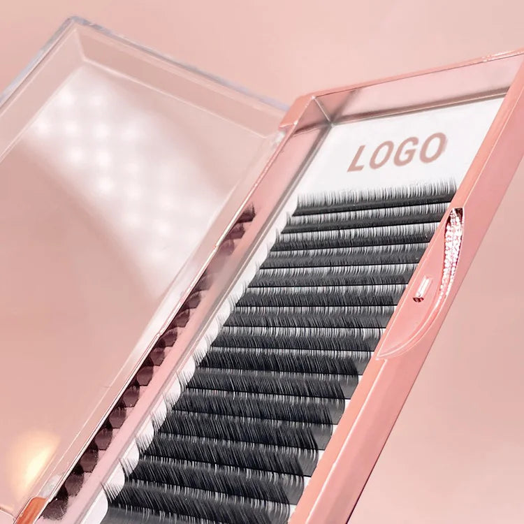 Cashmere Lash Extensions Tray 0.02 0.03 0.05 Premium Matte Black Volume Lash Trays Wholesale 22mm 25mm Eyelash Extension Trays