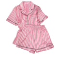 Lady's Printed Striped Satin Pajamas Quick Dry Long Short Sleeve-Available Plus Sizes Women Home Dress