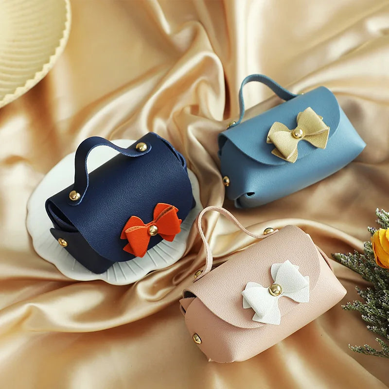 PU Leather Wedding Candy Bag Small Sugar Package with Handle Leather Wedding Candy Gifts Bags