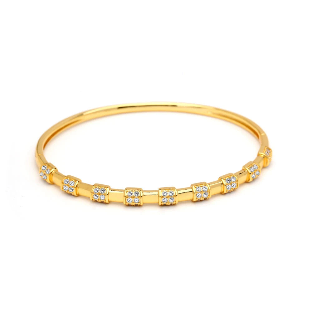 Elegant Luxury Girls 18K Gold Plated Adjustable Crystal Big Cuff Bracelet-Elegant Opening Charm Bangles Wedding Gift
