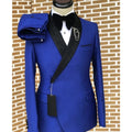 Shiny Black Collar Royal Blue Navy Men Suits Regular Fit 2 Piece Latest Design Wedding Suit for Men Blazer Sets Groom Tuxedo