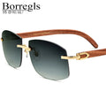 Borregls Rimless Square Wood Sunglasses Women Luxury Brand Design Eyewear Frameless Sun Glasses for Men With Nylon Lens 4189705
