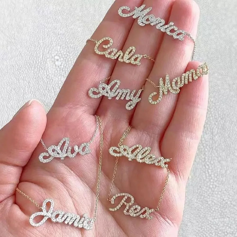 Fashion Stainless Steel Custom Name Necklace with Link Chain for Women 18K Gold Plated Wedding & Anniversary Gift