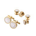 Wholesale Elegant Natural Mother Pearl Cufflinks Stud Set Custom Mens Wedding Suit Shirt Tuxedo Accessory Tie Clip Fashionable