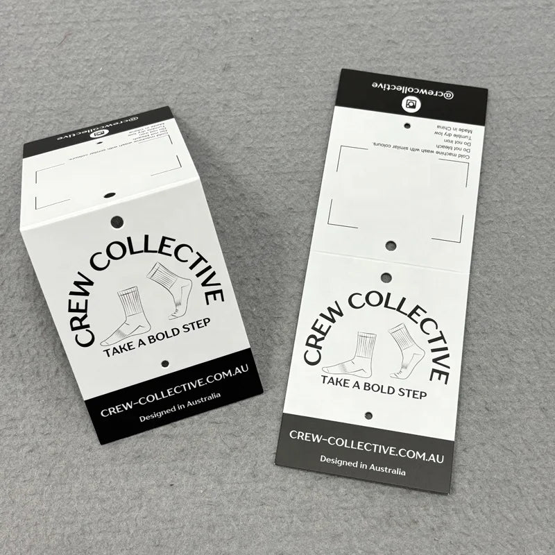 Custom Printing Folded Cardboard Paper Hanging Display Card Customized Sock Wrap Private Label Sports Socks Packaging Label