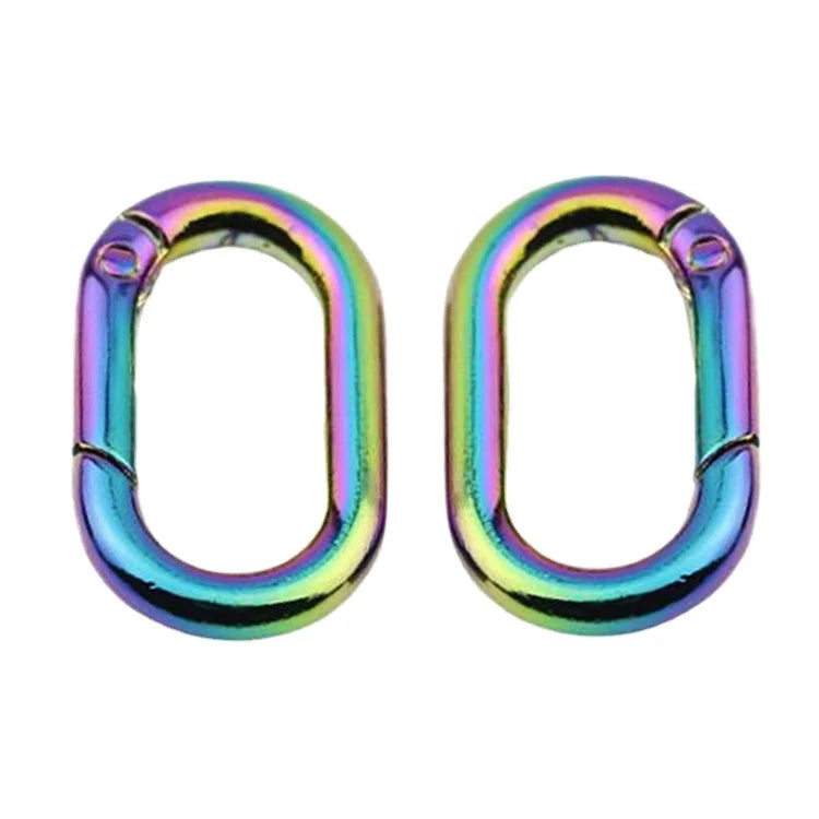 Hot Sell rainbow Welding Circle Key Ring Holder Various Size Oval Shape Spring Clasp