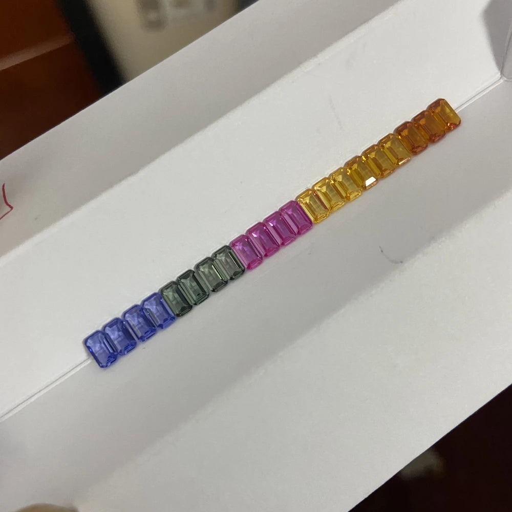HQ GEMS 3x5mm Corundum Lab Sapphire Baguette Rainbow Stone Price Per Carat