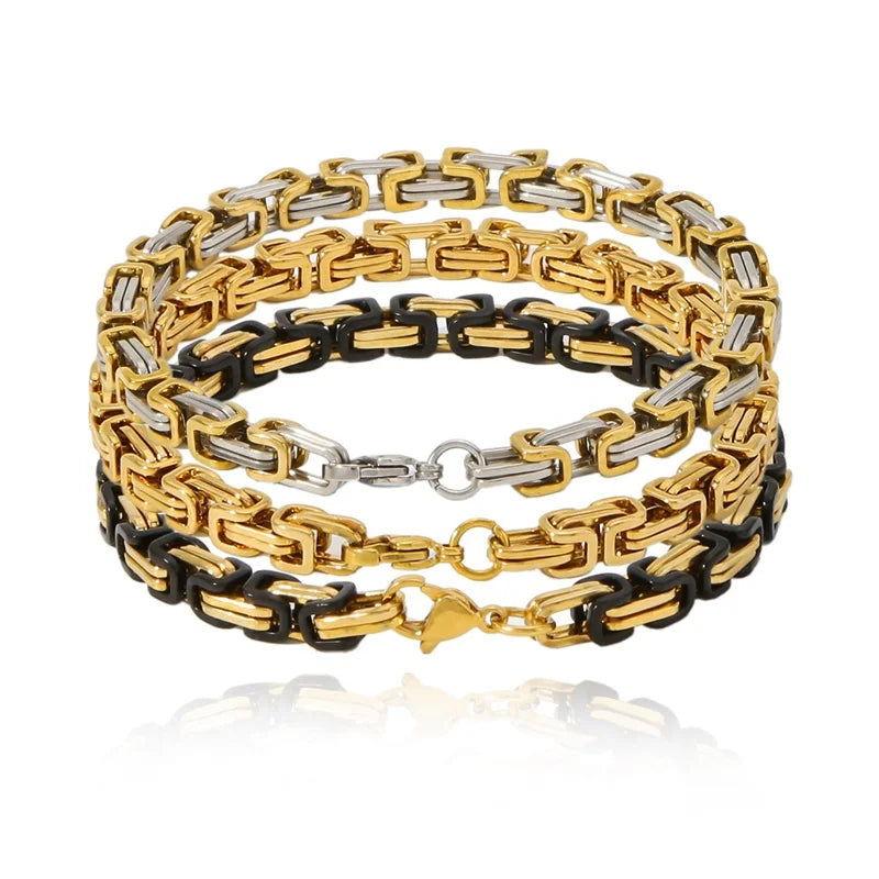 Hip Hop Stitching Trendy Personality Pulseras Acero Gold Plated Stainless Steel Paper Clip Men Chain Bracelet