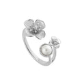 Wholesale Fine Jewelry White Zircon Flower Ring 925 Sterling Silver Jewellery Ajustable Rings for Women