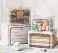 Waterproof Clear Pvc Cloth Storage Bin Collapsable With Lid 66L Foldable Storage Box Organizer Closet Systems & Organizers