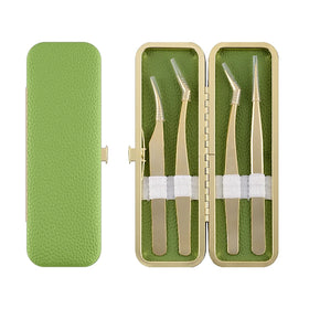 2026 New YD Product Tweezers for Eyelash Extension Stainless Steel With Leather Case