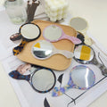 Zonyin Customized Logo Color Fashion HandHeld Travel Makeup Mirror Acetate Round Portable Girl Small Pocket Mirror With Handle