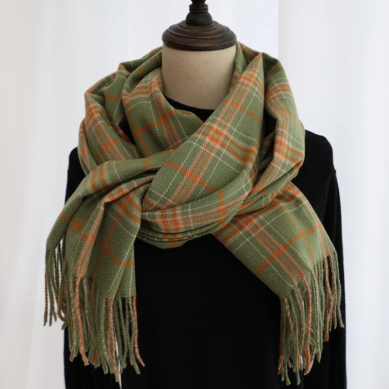 Women's Autumn Long Scarf Shawl Cashmere Knit Reversible Breathable and Beanie Pashmina