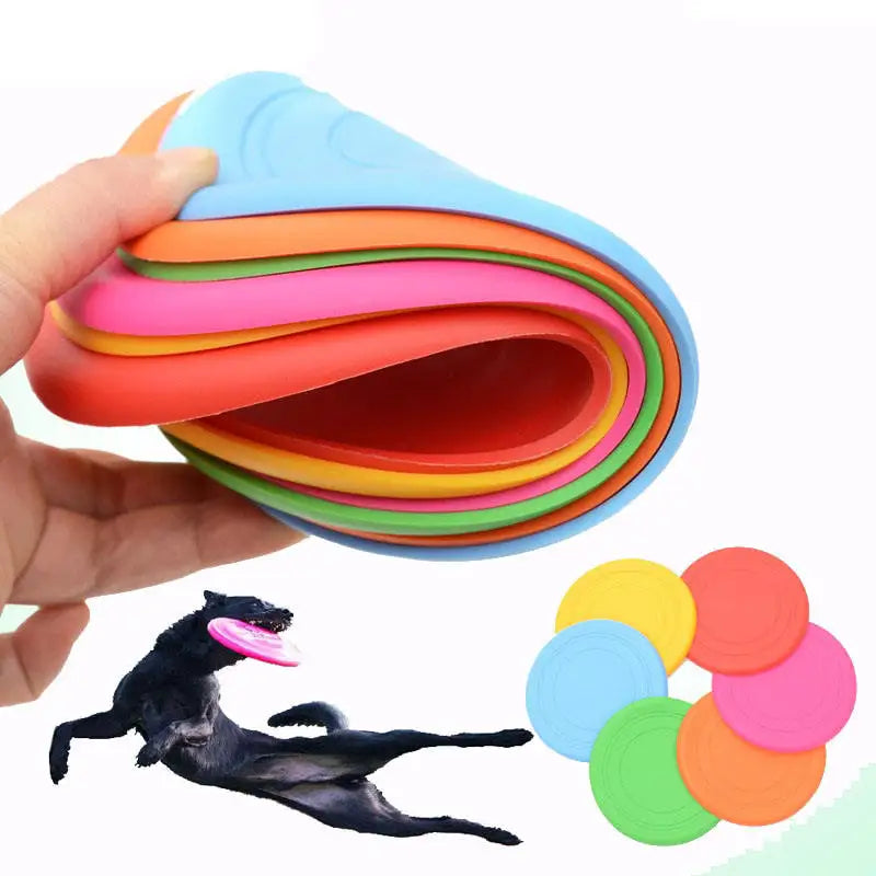 Funny Silicone Flying Saucer Dog Toy Dog Game Flying Discs Resistant Chew Puppy Dog Training Interactive Flying Discs