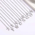 Wholesale  Brass Alloy Material Available Half Rhinestone Diamond Initial English Letter Charm Necklace
