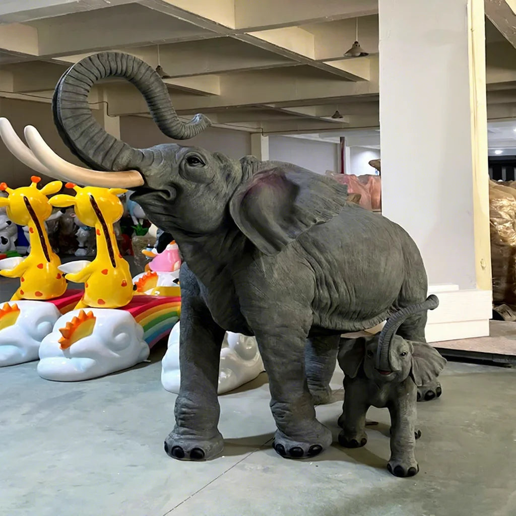 Resin Sculpture Big 6ft Giraffe Animal/ Jungle Life Size Baby Elephant Statue/ Support Oem Fiberglass Elephant Figure
