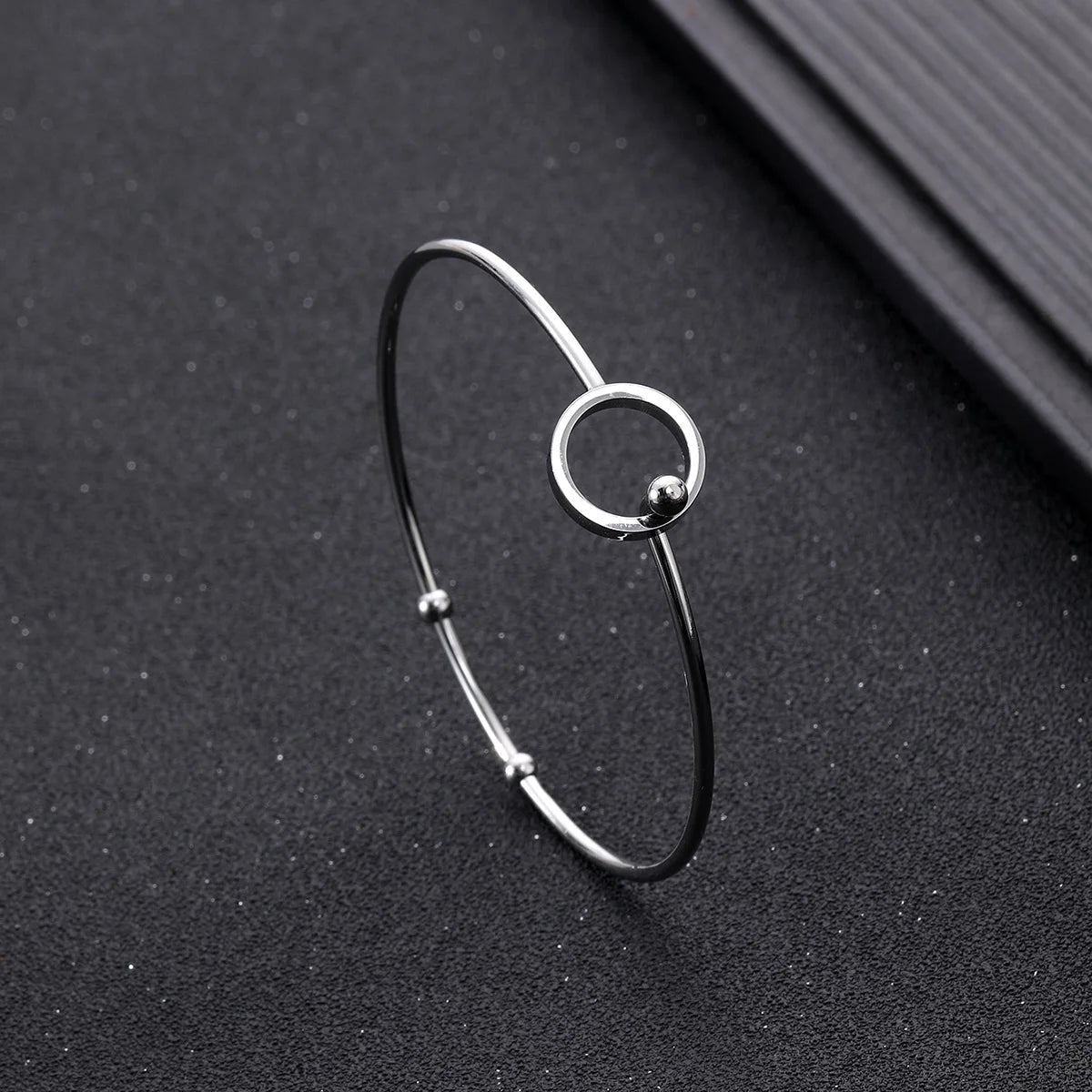 Stainless Steel Circle Lock Charm Bracelet En Acier Inoxydable Bangle Bracelet for Women