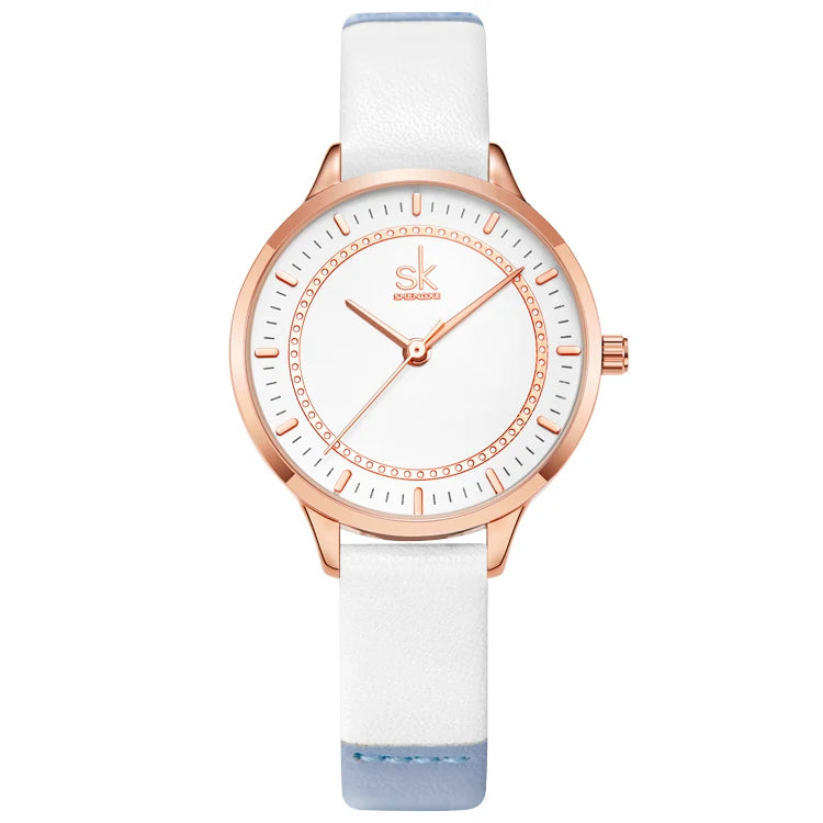 SHENGKE Fashion Women Watches Elegant Ladies Wristwatch Double Color Leather Watch for Girls Quartz Waterproof Reloj Mujer K9026